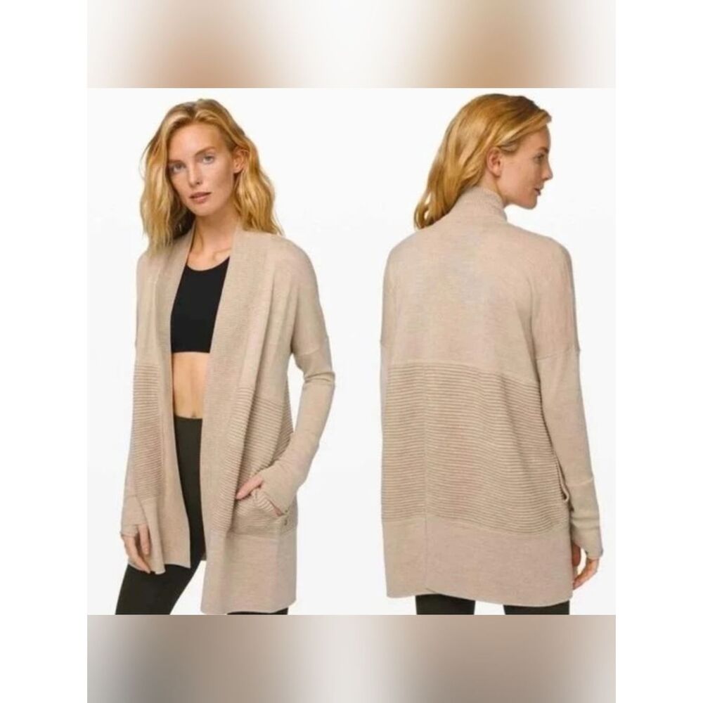 Lululemon Sit In Lotus Wrap II Size 6 Women’s Beige Long Sleeve Sweater Cardigan